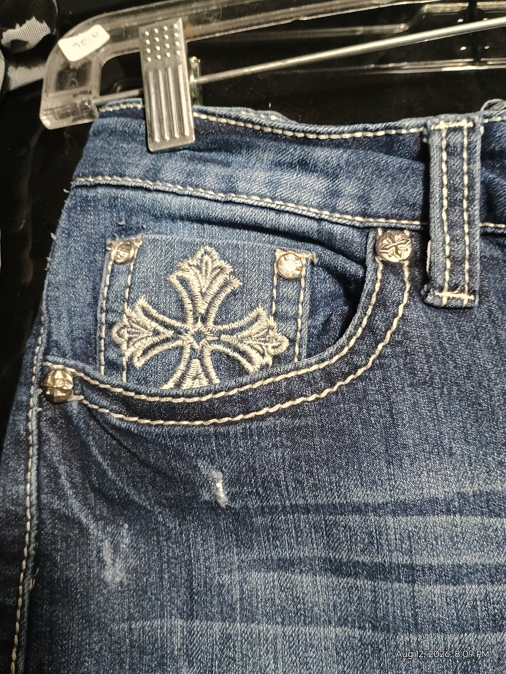 Cato Dark Blue Skinny Jeans with Embellished Back Pockets - Picture 3 of 6